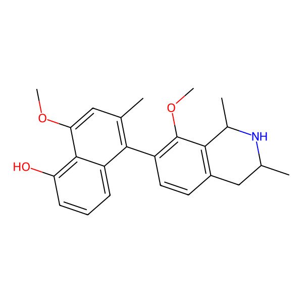2D Structure of 8-Methoxy-5-(8-methoxy-1,3-dimethyl-1,2,3,4-tetrahydroisoquinolin-7-yl)-6-methylnaphthalen-1-ol 2D Structure of 8-Methoxy-5-(8-methoxy-1,3-dimethyl-1,2,3,4-tetrahydroisoquinolin-7-yl)-6-methylnaphthalen-1-ol