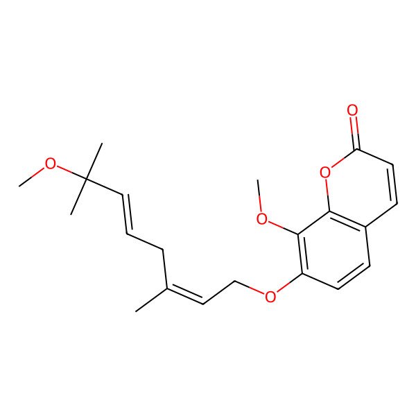 2D Structure of 8-methoxy-7-[(2E,5E)-7-methoxy-3,7-dimethylocta-2,5-dienoxy]chromen-2-one