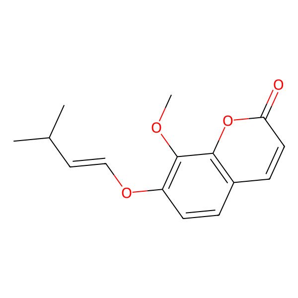 2D Structure of 8-Methoxy-7-(3-methylbut-1-enoxy)chromen-2-one