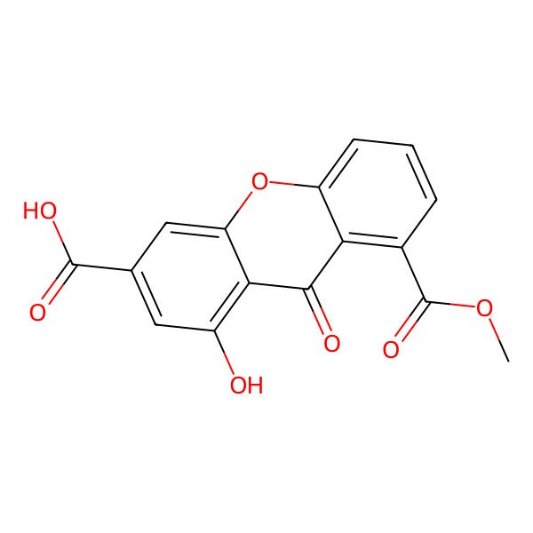 2D Structure of 8-(Methoxycarbonyl)-1-hydroxy-9-oxo-9h-xanthene-3-carboxylic acid