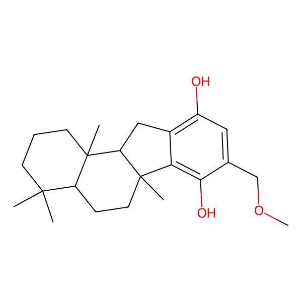 2D Structure of 8-(Methoxymethyl)-4,4,6a,11b-tetramethyl-1,2,3,4a,5,6,11,11a-octahydrobenzo[a]fluorene-7,10-diol