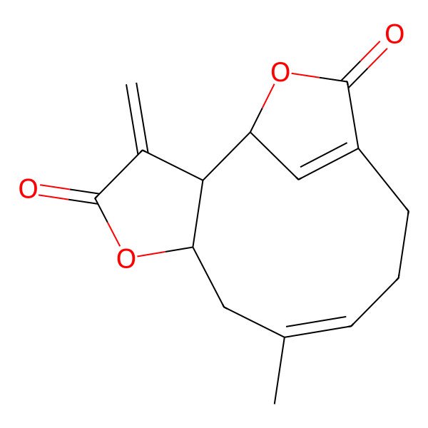 2D Structure of 8-Methyl-3-methylidene-5,14-dioxatricyclo[10.2.1.02,6]pentadeca-8,12(15)-diene-4,13-dione