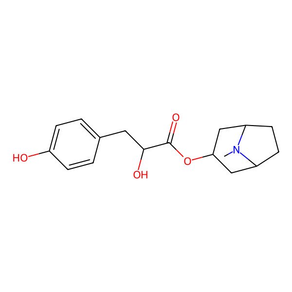 2D Structure of (8-Methyl-8-azabicyclo[3.2.1]octan-3-yl) 2-hydroxy-3-(4-hydroxyphenyl)propanoate