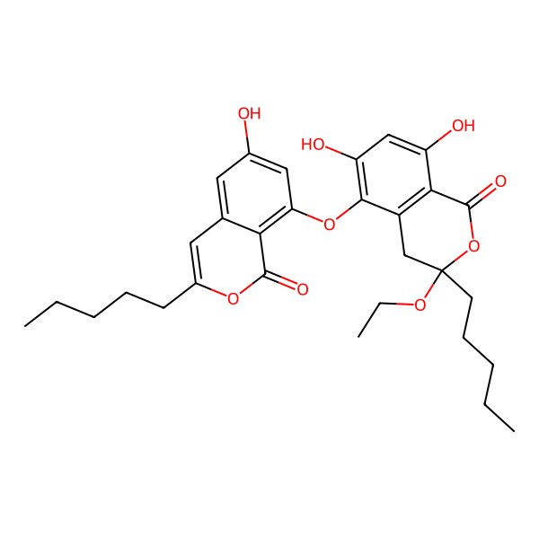 2D Structure of 8'-O-ethyl-beta-alectoronic acid