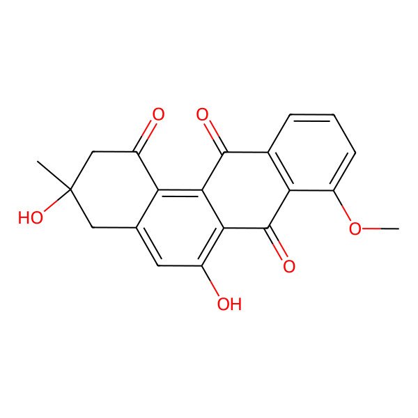 2D Structure of (-)-3,4-Dihydro-3,6-dihydroxy-8-methoxy-3-methylbenz(a)anthracene-1,7,12(2H)-trione