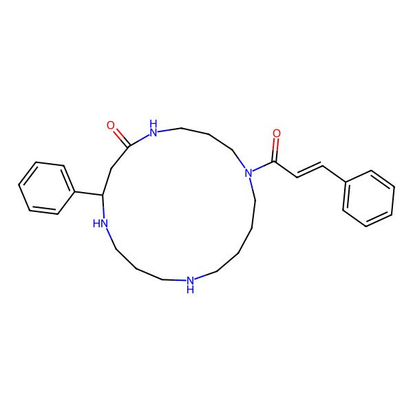 2D Structure of 8-Phenyl-1-(3-phenylprop-2-enoyl)-1,5,9,13-tetrazacycloheptadecan-6-one