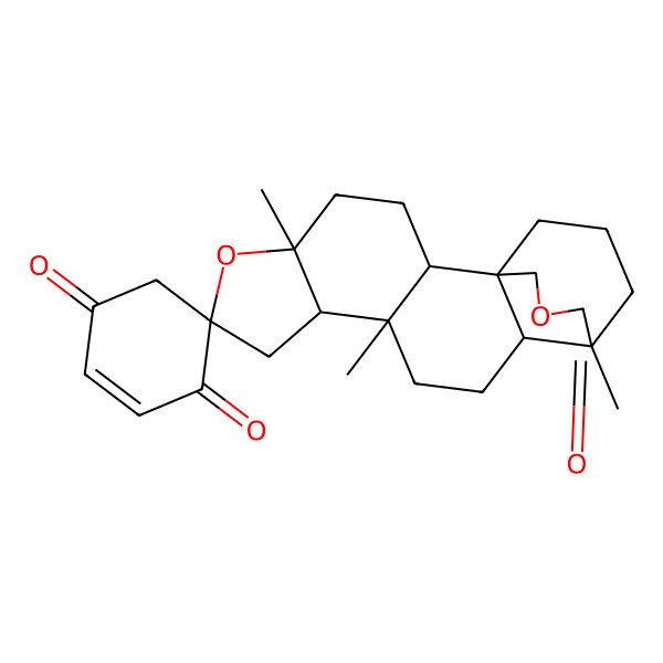 2D Structure of (1S,2S,5S,7S,9S,10R,13R,14S)-5,10,14-trimethylspiro[6,16-dioxapentacyclo[12.3.3.01,13.02,10.05,9]icosane-7,5'-cyclohex-2-ene]-1',4',15-trione