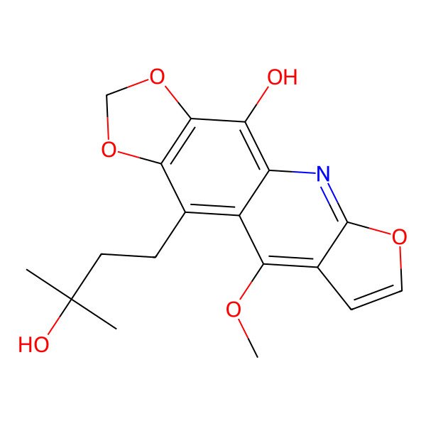2D Structure of 10-(3-Hydroxy-3-methylbutyl)-8-methoxy-4,12,14-trioxa-2-azatetracyclo[7.7.0.03,7.011,15]hexadeca-1(16),2,5,7,9,11(15)-hexaen-16-ol