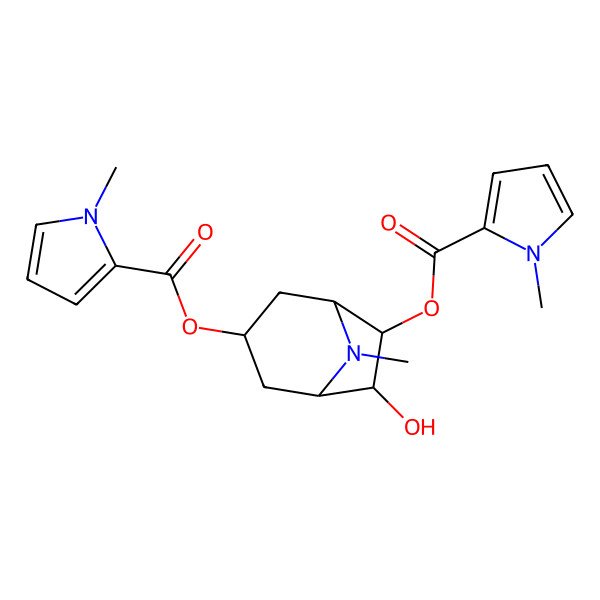 2D Structure of [(1S,3R,5R,6S,7R)-6-hydroxy-8-methyl-7-(1-methylpyrrole-2-carbonyl)oxy-8-azabicyclo[3.2.1]octan-3-yl] 1-methylpyrrole-2-carboxylate
