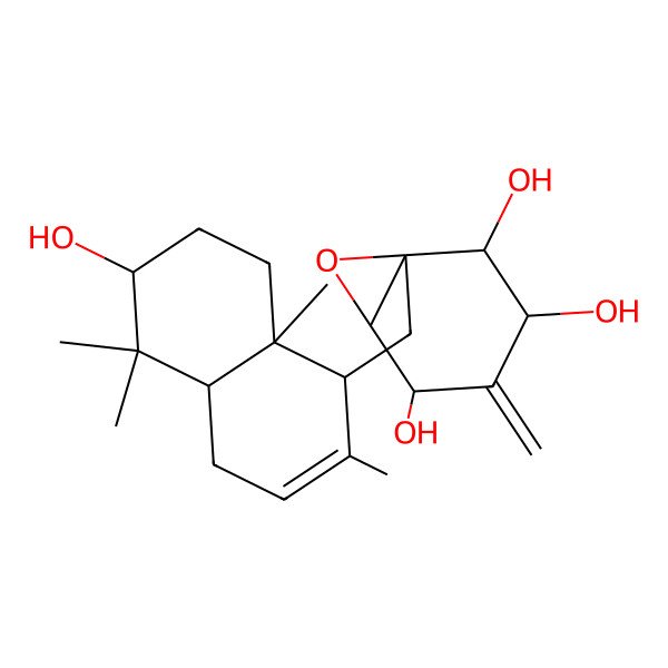 2D Structure of 1-[(6-Hydroxy-2,5,5,8a-tetramethyl-1,4,4a,6,7,8-hexahydronaphthalen-1-yl)methyl]-4-methylidene-7-oxabicyclo[4.1.0]heptane-2,3,5-triol