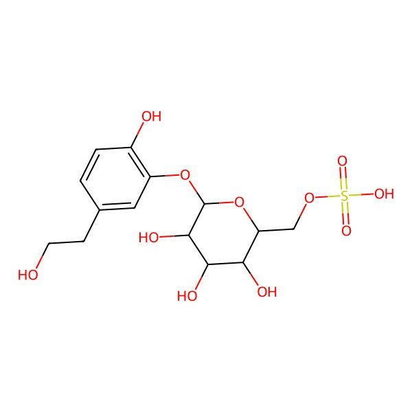 2D Structure of [(2R,3S,4S,5R,6S)-3,4,5-trihydroxy-6-[2-hydroxy-5-(2-hydroxyethyl)phenoxy]oxan-2-yl]methyl hydrogen sulfate
