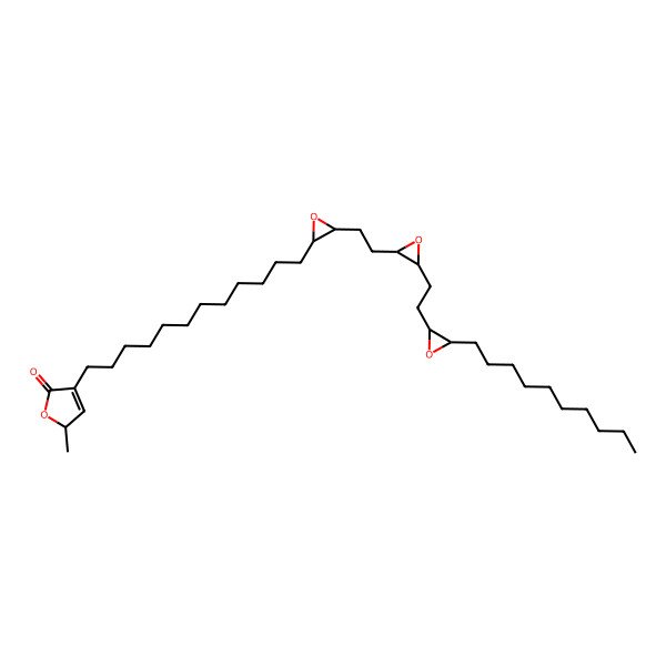 2D Structure of (2R)-4-[12-[(2S,3R)-3-[2-[(2S,3R)-3-[2-[(2S,3R)-3-decyloxiran-2-yl]ethyl]oxiran-2-yl]ethyl]oxiran-2-yl]dodecyl]-2-methyl-2H-furan-5-one