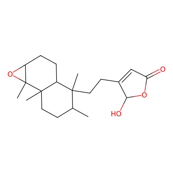 2D Structure of (2S)-3-[2-[(1aS,3aR,4S,5R,7aR,7bR)-4,5,7a,7b-tetramethyl-2,3,3a,5,6,7-hexahydro-1aH-naphtho[1,2-b]oxiren-4-yl]ethyl]-2-hydroxy-2H-furan-5-one