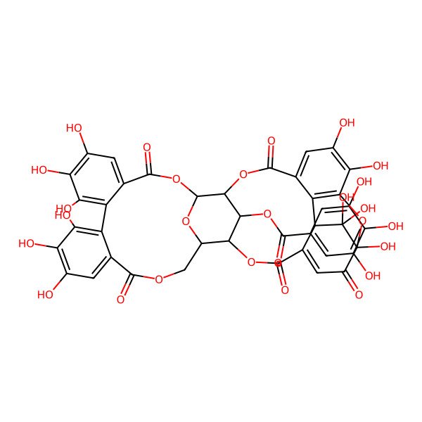 2D Structure of (8,9,9,13,14,25,26,27,30,31,32-Undecahydroxy-4,7,17,22,35-pentaoxo-3,18,21,36,38,40-hexaoxaoctacyclo[18.17.1.12,19.18,12.05,10.011,16.023,28.029,34]tetraconta-5,11,13,15,23,25,27,29,31,33-decaen-39-yl) 3,4,5-trihydroxybenzoate