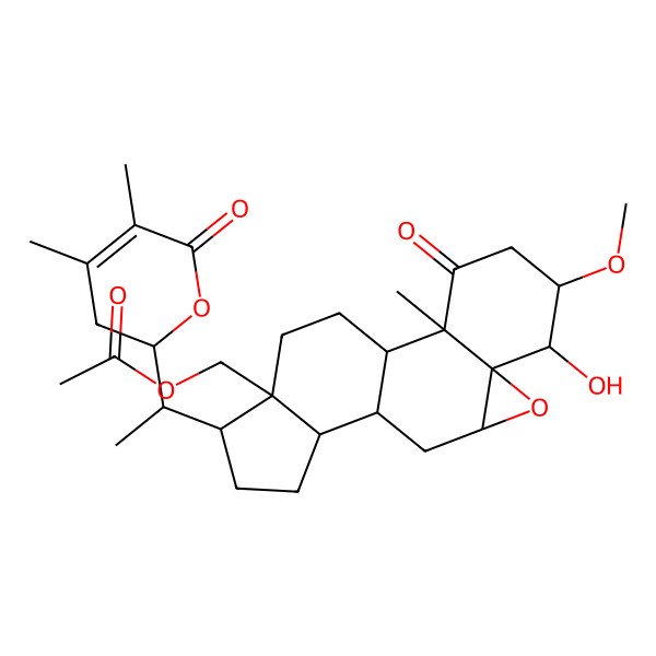 2D Structure of [(1S,2R,5R,6S,7R,9R,11S,12S,15R,16R)-15-[(1S)-1-[(2R)-4,5-dimethyl-6-oxo-2,3-dihydropyran-2-yl]ethyl]-6-hydroxy-5-methoxy-2-methyl-3-oxo-8-oxapentacyclo[9.7.0.02,7.07,9.012,16]octadecan-16-yl]methyl acetate