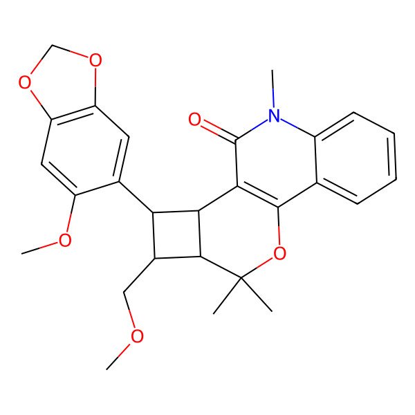 2D Structure of (11S,12R,13S,14S)-12-(6-methoxy-1,3-benzodioxol-5-yl)-13-(methoxymethyl)-8,15,15-trimethyl-16-oxa-8-azatetracyclo[8.6.0.02,7.011,14]hexadeca-1(10),2,4,6-tetraen-9-one