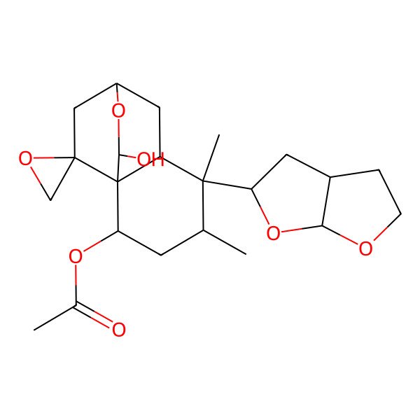 2D Structure of [(1R,2S,4R,5S,6R,8R,10S,11R)-5-[(3aR,5S,6aS)-2,3,3a,4,5,6a-hexahydrofuro[2,3-b]furan-5-yl]-10-hydroxy-4,5-dimethylspiro[9-oxatricyclo[6.2.2.01,6]dodecane-11,2'-oxirane]-2-yl] acetate
