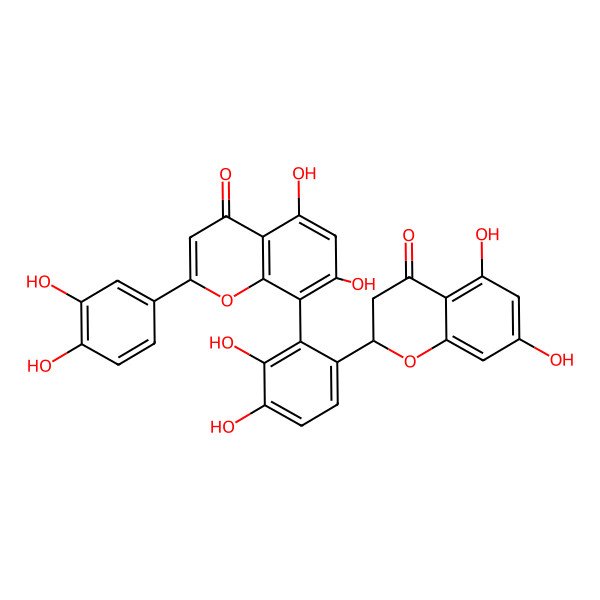 2D Structure of 8-[6-(5,7-Dihydroxy-4-oxo-2,3-dihydrochromen-2-yl)-2,3-dihydroxyphenyl]-2-(3,4-dihydroxyphenyl)-5,7-dihydroxychromen-4-one