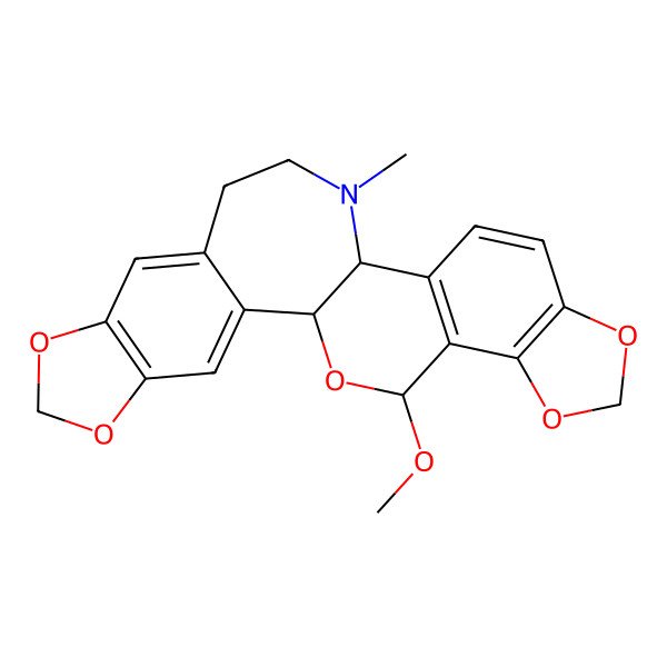 2D Structure of (1R,14S,24R)-24-methoxy-13-methyl-5,7,19,21,25-pentaoxa-13-azahexacyclo[12.11.0.02,10.04,8.015,23.018,22]pentacosa-2,4(8),9,15(23),16,18(22)-hexaene