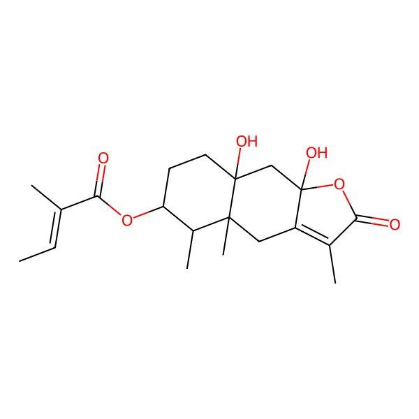 2D Structure of [(4aR,5R,6S,8aS,9aS)-8a,9a-dihydroxy-3,4a,5-trimethyl-2-oxo-4,5,6,7,8,9-hexahydrobenzo[f][1]benzofuran-6-yl] (Z)-2-methylbut-2-enoate