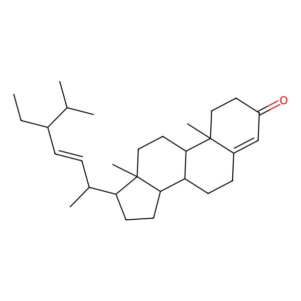 2D Structure of (8S,9S,10R,13R,14S,17R)-17-[(E,2S,5S)-5-ethyl-6-methylhept-3-en-2-yl]-10,13-dimethyl-1,2,6,7,8,9,11,12,14,15,16,17-dodecahydrocyclopenta[a]phenanthren-3-one