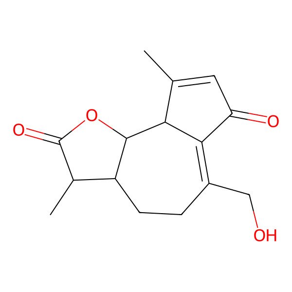 2D Structure of (3R,3aS,9aS,9bS)-6-(hydroxymethyl)-3,9-dimethyl-3,3a,4,5,9a,9b-hexahydroazuleno[4,5-b]furan-2,7-dione