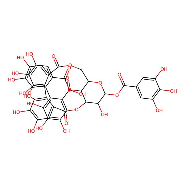 2D Structure of 2-[6-[[(1R,19R,21S,22R,23R)-6,7,8,11,12,13,22-heptahydroxy-3,16-dioxo-21-(3,4,5-trihydroxybenzoyl)oxy-2,17,20-trioxatetracyclo[17.3.1.04,9.010,15]tricosa-4,6,8,10,12,14-hexaen-23-yl]oxycarbonyl]-2,3,4-trihydroxyphenyl]-3,4,5-trihydroxybenzoic acid