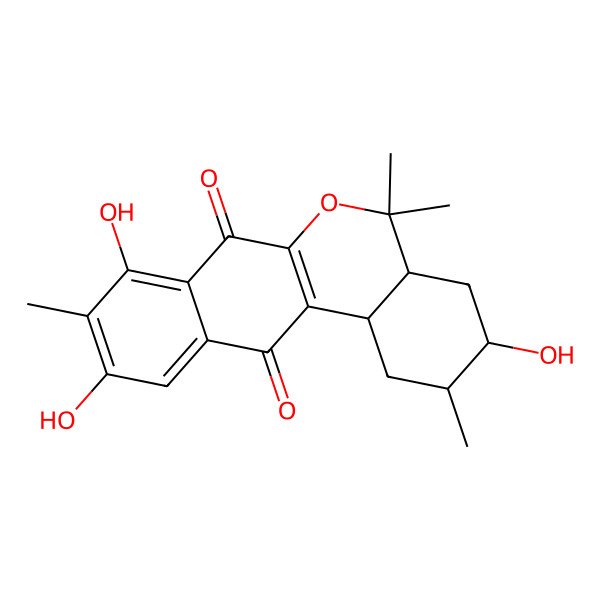 2D Structure of (2R,3S)-3,8,10-trihydroxy-2,5,5,9-tetramethyl-1,2,3,4,4a,12b-hexahydronaphtho[2,3-c]isochromene-7,12-dione