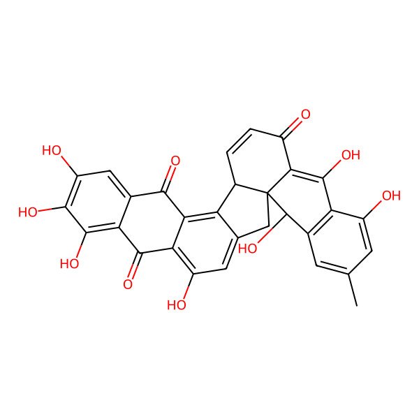 2D Structure of 5,9,10,11,22,24,29-Heptahydroxy-26-methylheptacyclo[15.12.0.01,21.03,16.06,15.08,13.023,28]nonacosa-3,5,8,10,12,15,18,21,23(28),24,26-undecaene-7,14,20-trione