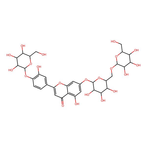 2D Structure of 5-hydroxy-2-[3-hydroxy-4-[(2R,3R,4S,5S,6R)-3,4,5-trihydroxy-6-(hydroxymethyl)oxan-2-yl]oxyphenyl]-7-[(2S,3R,4S,5S,6R)-3,4,5-trihydroxy-6-[[(2R,3R,4S,5S,6R)-3,4,5-trihydroxy-6-(hydroxymethyl)oxan-2-yl]oxymethyl]oxan-2-yl]oxychromen-4-one