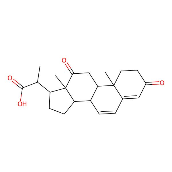2D Structure of 2-(10,13-dimethyl-3,12-dioxo-2,8,9,11,14,15,16,17-octahydro-1H-cyclopenta[a]phenanthren-17-yl)propanoic acid