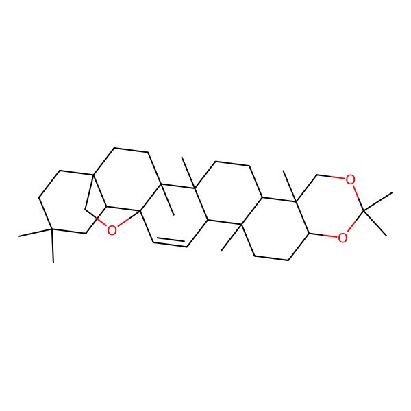 2D Structure of (1S,4S,5R,8R,9R,14S,17S,18R,21S,22R)-4,5,9,12,12,17,24,24-octamethyl-11,13,28-trioxaheptacyclo[19.5.2.01,22.04,21.05,18.08,17.09,14]octacos-19-ene