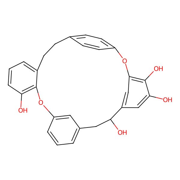 2D Structure of (8R)-2,15-dioxapentacyclo[22.2.2.13,7.110,14.016,21]triaconta-1(26),3(30),4,6,10(29),11,13,16(21),17,19,24,27-dodecaene-4,5,8,17-tetrol