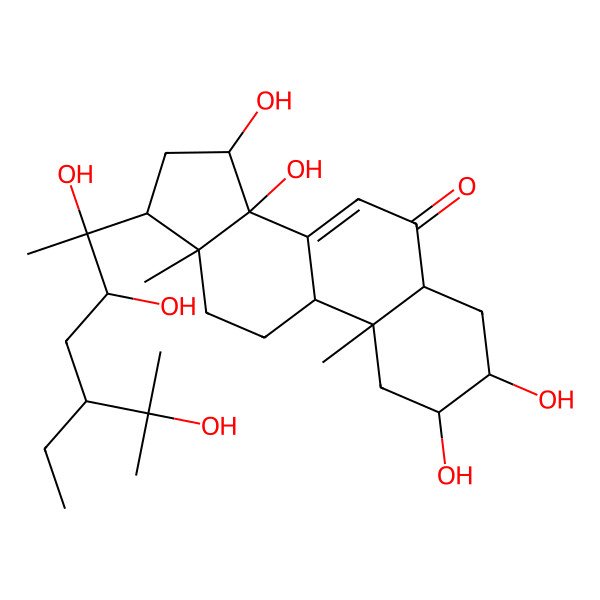 2D Structure of (2S,3R,5R,9R,10R,13R,14S,15R,17S)-17-[(2R,3R,5R)-5-ethyl-2,3,6-trihydroxy-6-methylheptan-2-yl]-2,3,14,15-tetrahydroxy-10,13-dimethyl-2,3,4,5,9,11,12,15,16,17-decahydro-1H-cyclopenta[a]phenanthren-6-one