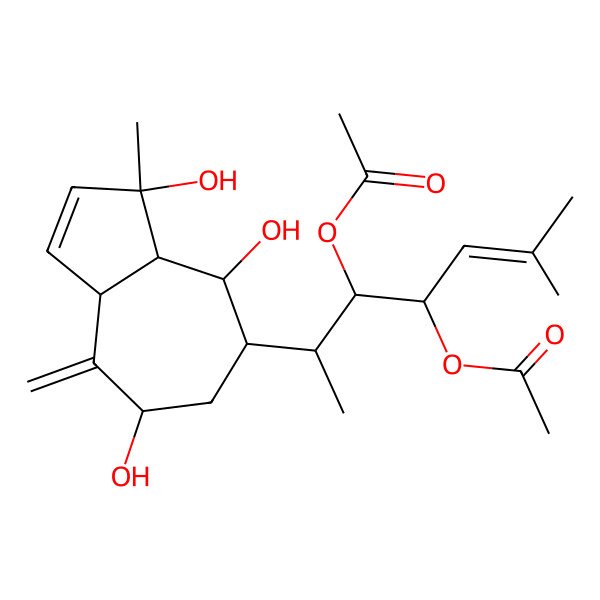 2D Structure of [5-Acetyloxy-2-methyl-6-(3,4,7-trihydroxy-3-methyl-8-methylidene-3a,4,5,6,7,8a-hexahydroazulen-5-yl)hept-2-en-4-yl] acetate