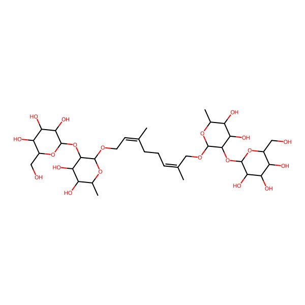 2D Structure of (2S,3R,4S,5S,6R)-2-[(2S,3R,4R,5R,6S)-2-[(2Z,6E)-8-[(2S,3R,4R,5R,6S)-4,5-dihydroxy-6-methyl-3-[(2S,3R,4S,5S,6R)-3,4,5-trihydroxy-6-(hydroxymethyl)oxan-2-yl]oxyoxan-2-yl]oxy-3,7-dimethylocta-2,6-dienoxy]-4,5-dihydroxy-6-methyloxan-3-yl]oxy-6-(hydroxymethyl)oxane-3,4,5-triol