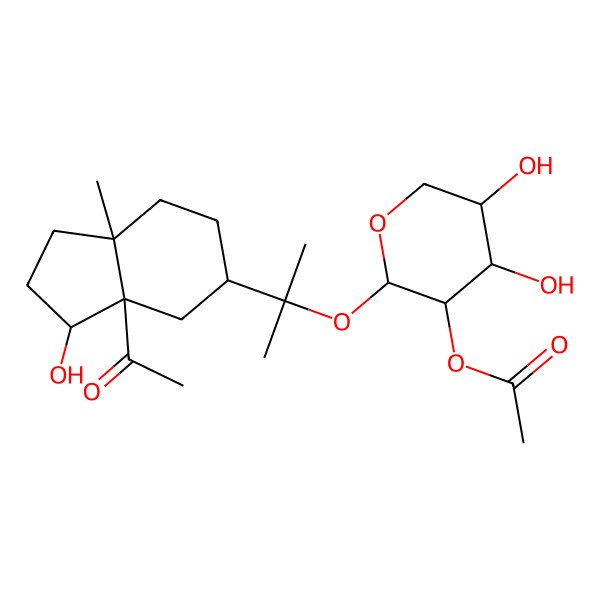 2D Structure of [(2S,3R,4S,5R)-2-[2-[(3R,3aR,5R,7aS)-3a-acetyl-3-hydroxy-7a-methyl-2,3,4,5,6,7-hexahydro-1H-inden-5-yl]propan-2-yloxy]-4,5-dihydroxyoxan-3-yl] acetate