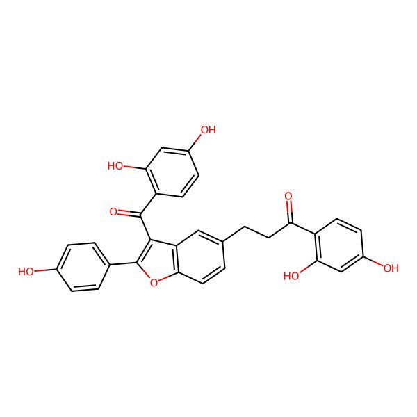 2D Structure of 3-[3-(2,4-Dihydroxybenzoyl)-2-(4-hydroxyphenyl)-1-benzofuran-5-yl]-1-(2,4-dihydroxyphenyl)propan-1-one