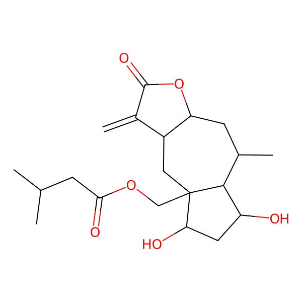 2D Structure of [(3aS,5R,5aS,6S,8S,8aS,9aR)-6,8-dihydroxy-5-methyl-1-methylidene-2-oxo-4,5,5a,6,7,8,9,9a-octahydro-3aH-azuleno[6,5-b]furan-8a-yl]methyl 3-methylbutanoate