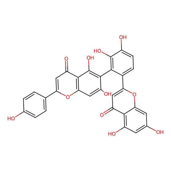 2D Structure of 6-[6-(5,7-Dihydroxy-4-oxochromen-2-yl)-2,3-dihydroxyphenyl]-5,7-dihydroxy-2-(4-hydroxyphenyl)chromen-4-one