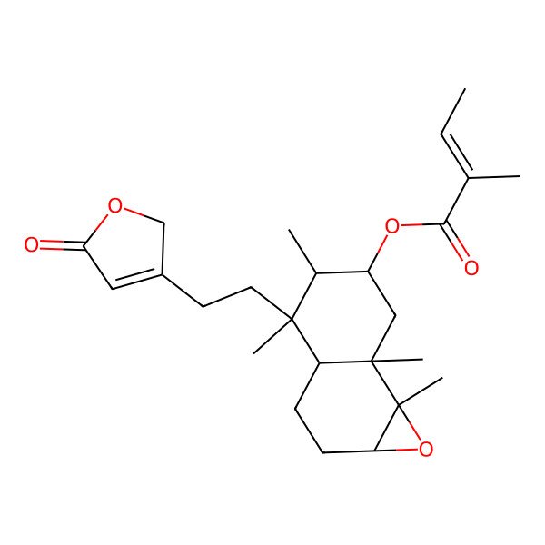 2D Structure of [(1aS,3aR,4R,5S,6S,7aR,7bR)-4,5,7a,7b-tetramethyl-4-[2-(5-oxo-2H-furan-3-yl)ethyl]-2,3,3a,5,6,7-hexahydro-1aH-naphtho[1,2-b]oxiren-6-yl] (Z)-2-methylbut-2-enoate