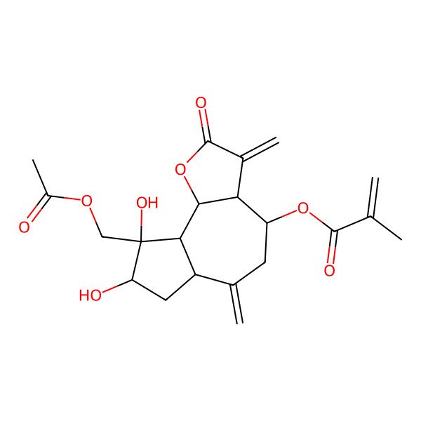 2D Structure of [(3aR,4S,6aR,8S,9R,9aS,9bS)-9-(acetyloxymethyl)-8,9-dihydroxy-3,6-dimethylidene-2-oxo-3a,4,5,6a,7,8,9a,9b-octahydroazuleno[4,5-b]furan-4-yl] 2-methylprop-2-enoate