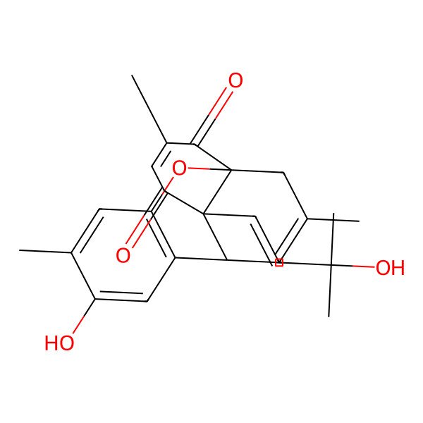 2D Structure of (1S,9S,10R)-6-hydroxy-10-[(E)-3-hydroxy-3-methylbut-1-enyl]-5,13,16-trimethyl-2-oxatetracyclo[7.5.3.01,10.03,8]heptadeca-3(8),4,6,12,16-pentaene-11,14-dione