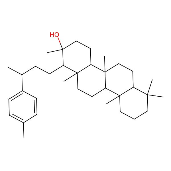 2D Structure of 2,4b,7,7,10a,12a-hexamethyl-1-[3-(4-methylphenyl)butyl]-3,4,4a,5,6,6a,8,9,10,10b,11,12-dodecahydro-1H-chrysen-2-ol
