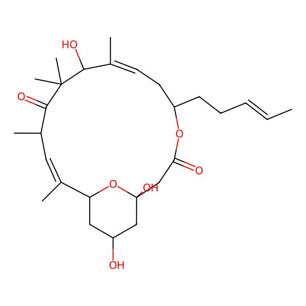 2D Structure of (1R,5R,7E,9R,12S,13E,15S,17S)-1,9,17-trihydroxy-8,10,10,12,14-pentamethyl-5-[(E)-pent-3-enyl]-4,19-dioxabicyclo[13.3.1]nonadeca-7,13-diene-3,11-dione