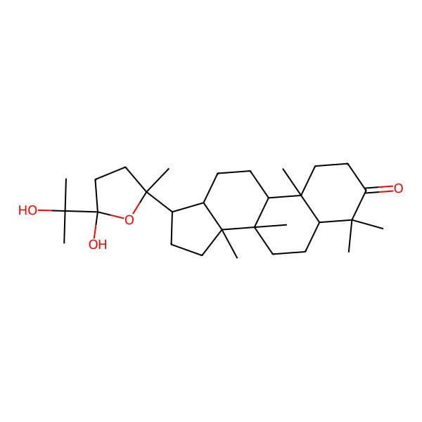 2D Structure of (5R,8R,9R,10R,13R,14R,17S)-17-[(2S,5R)-5-hydroxy-5-(2-hydroxypropan-2-yl)-2-methyloxolan-2-yl]-4,4,8,10,14-pentamethyl-1,2,5,6,7,9,11,12,13,15,16,17-dodecahydrocyclopenta[a]phenanthren-3-one