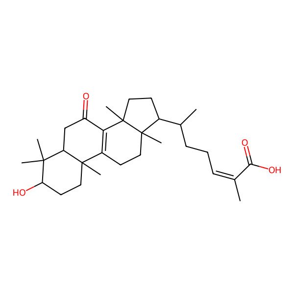 2D Structure of 6-(3-Hydroxy-4,4,10,13,14-pentamethyl-7-oxo-1,2,3,5,6,11,12,15,16,17-decahydrocyclopenta[a]phenanthren-17-yl)-2-methylhept-2-enoic acid