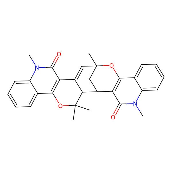 2D Structure of (1R,2S,17S)-3,3,12,17,26-pentamethyl-4,18-dioxa-12,26-diazaheptacyclo[15.11.1.02,15.05,14.06,11.019,28.020,25]nonacosa-5(14),6,8,10,15,19(28),20,22,24-nonaene-13,27-dione