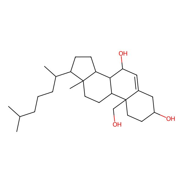 2D Structure of 10-(hydroxymethyl)-13-methyl-17-(6-methylheptan-2-yl)-2,3,4,7,8,9,11,12,14,15,16,17-dodecahydro-1H-cyclopenta[a]phenanthrene-3,7-diol