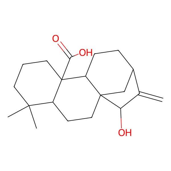 2D Structure of (1R,4R,9S,10R,13R,15R)-15-hydroxy-5,5-dimethyl-14-methylidenetetracyclo[11.2.1.01,10.04,9]hexadecane-9-carboxylic acid
